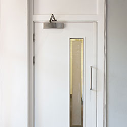 white wooden timber fire doors